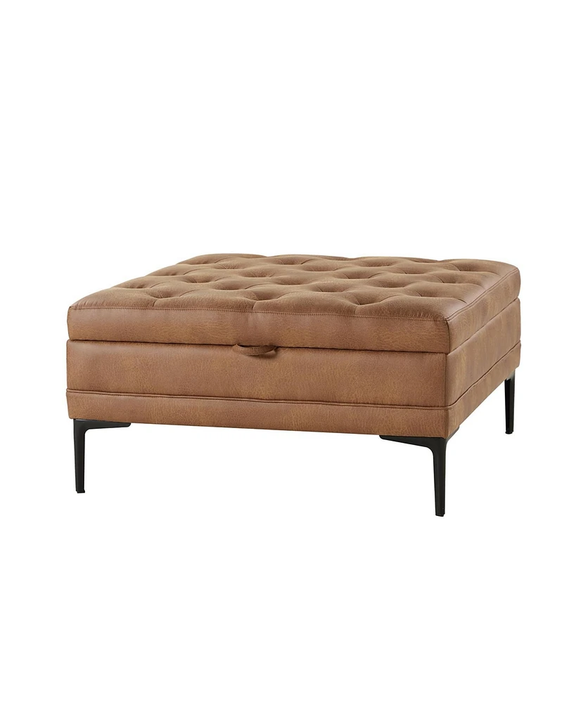 Traditional Geoffrev Lift Top Shelved Storage Cocktail Ottoman