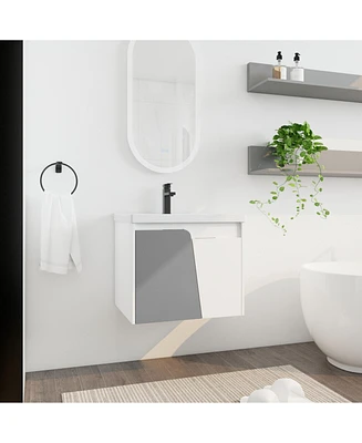 24" Wall-Mounted Vanity with Ceramic Basin