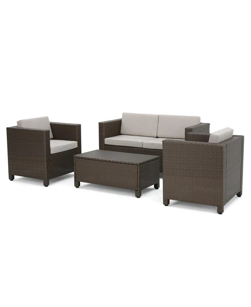 4-Piece Outdoor Sofa Set With Cushions And Coffee Table