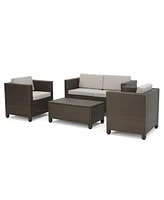 4-Piece Outdoor Sofa Set With Cushions And Coffee Table