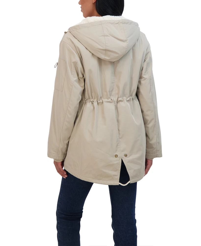 Sebby Juniors' Flight Satin 3/4 Cozy Lined Hooded Jacket