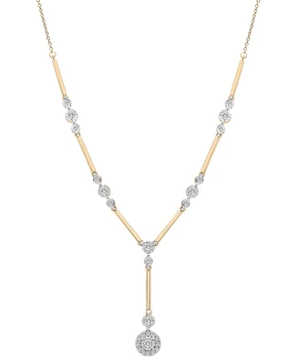 Diamond Station Lariat Necklace (1/2 ct. t.w.) in 14k Gold, 15" + 2" extender, Created for Macy's