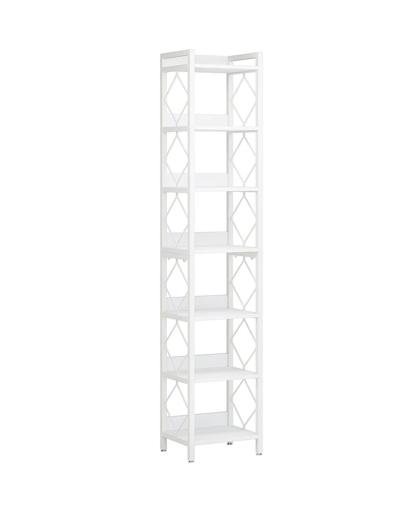 Tribesigns 78.7 Inch Extra Tall Narrow Bookshelf, 7 Tier Skinny Bookcase for Small Spaces, Freestanding Display Shelves