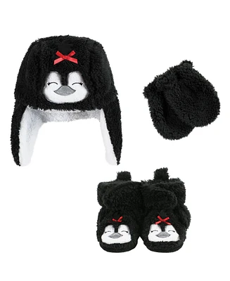 Hudson Baby Girls Trapper Hat, Mitten and Bootie Set
