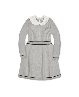 Hope & Henry Big Girls Long Sleeve Cable Knit Peter Pan Collar Sweater Dress