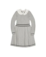 Hope & Henry Big Girls Long Sleeve Cable Knit Peter Pan Collar Sweater Dress