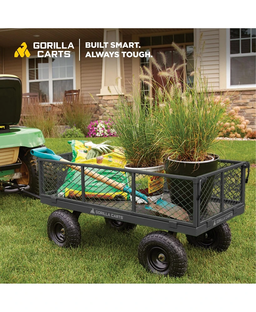 Gorilla Carts Steel Utility Cart Garden Beach Wagon, 800 Pound Capacity, Gray