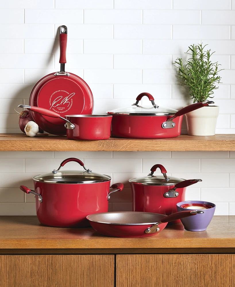 Rachael Ray Cucina Porcelain Enamel 14 Piece Nonstick Cookware and Measuring Cup Set
