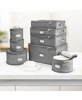 Sorbus 8 Piece Quilted China Dinnerware Storage Cases - for Dinnerware, Mugs, Cups (Gray)