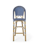 Streamdale Furniture Sleek Aluminum Bistro Barstools with Durable Poly Rattan Weave