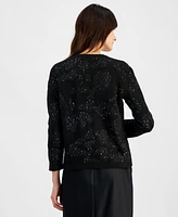 Anne Klein Women's Open-Front Patch-Pocket Sequin Cardigan, Created for Macy's