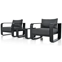 Aluminum Frame Patio Set with Thick Cushion & Coffee Table
