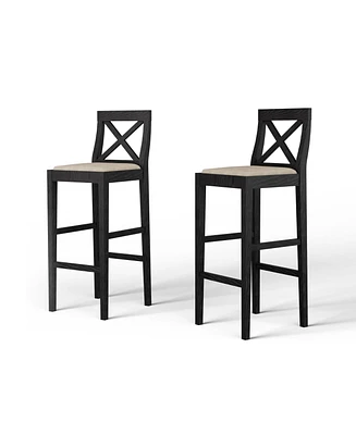 Sturdy Rubber Wood Bar Chair Set for Enhanced Comfort (2Pcs)