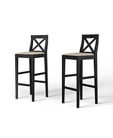 Sturdy Rubber Wood Bar Chair Set for Enhanced Comfort (2Pcs)