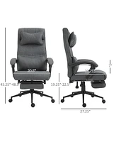 Vinsetto Office Desk Chair Home Ergonomic Rolling Linen Reliner W/ Footrest