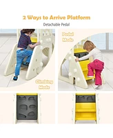 Skonyon 6-in-1 Toddler Climber Slide Playset with Basketball Hoop