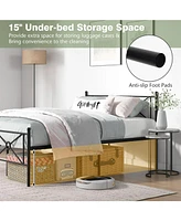 Sugift Full/Queen Size Metal Platform Bed Frame with Headboard and Footboard