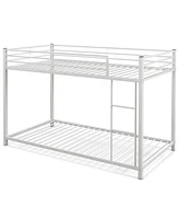 Sugift Low Profile Twin Over Metal Bunk Bed with Full-length Guardrails