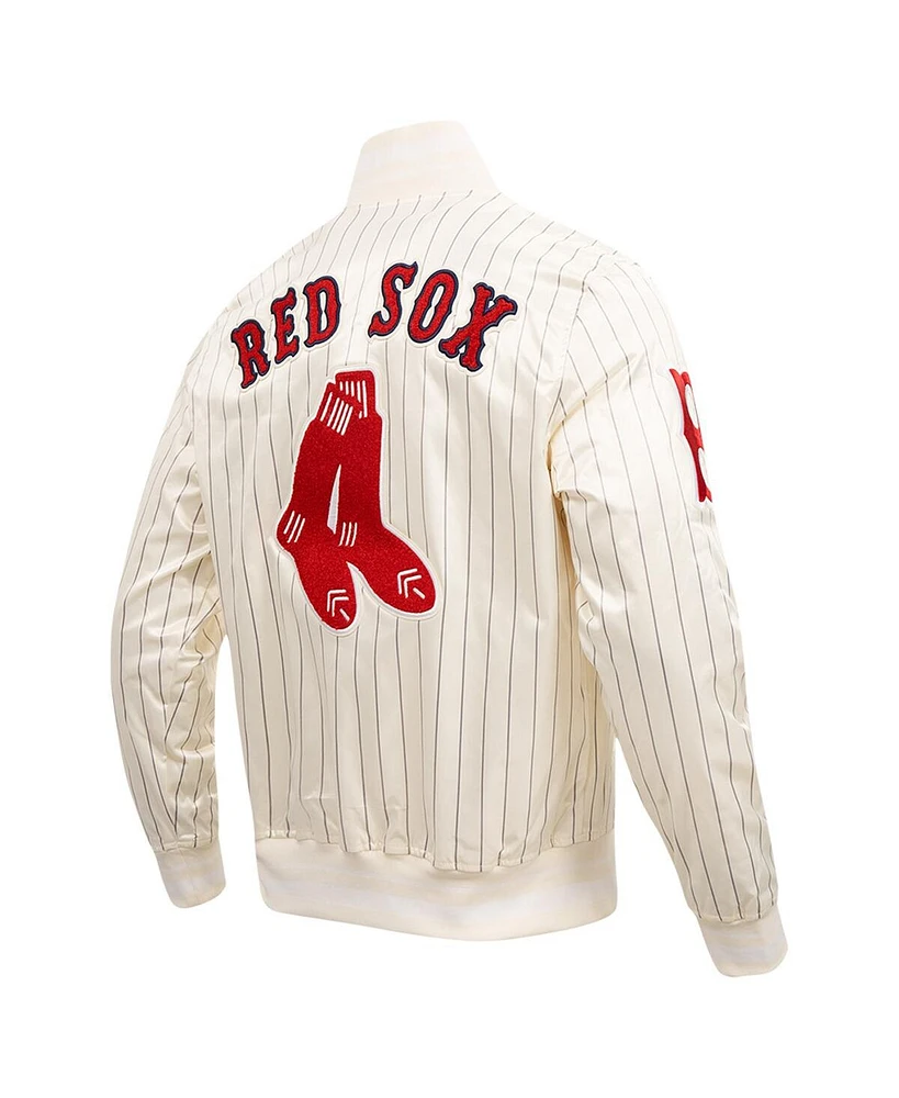 Pro Standard Men's Cream Boston Red Sox Cooperstown Collection Pinstripe Retro Classic Satin Full-Snap Jacket