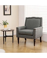 1 Pcs Mid-century Modern Armchair with Thick Cushion & Rubber Wood Legs for Living Room