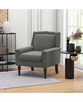 1 Pcs Mid-century Modern Armchair with Thick Cushion & Rubber Wood Legs for Living Room