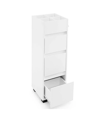 Bathroom Floor Cabinet with 3 Drawers 4 Compartments 2-Side Available Towel Shelf