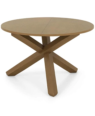 47" Round Dining Table with Solid Acacia Wood Legs for 4-6 Person for Kitchen