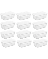 Sterilite 6 Quart Storage Box Stackable Bin with Lid, Plastic Container, 12 Pack