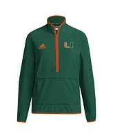 Adidas Men's Green Miami Hurricanes Coaches Sideline Half-Zip Jacket