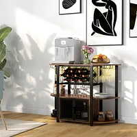 Homcom Led Wine Cabinet with Charging Station, Wine Racks, Glass Holders