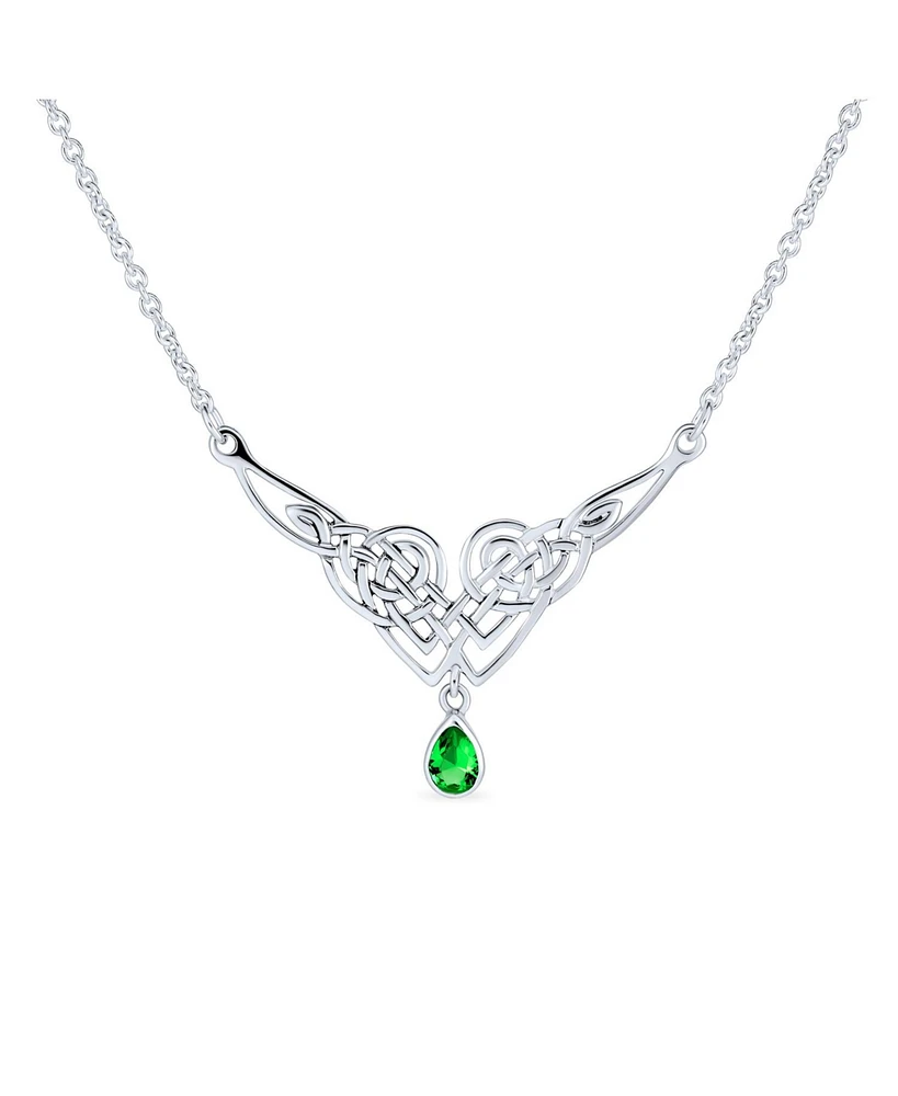 Bling Jewelry Green Good Luck Friendship Trinity Irish Love Knot Triquetra Infinity Statement Celtic Necklace Collar Pendant Couples Sterling Silver