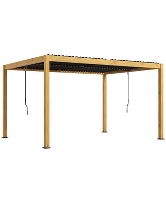 Outsunny 10' x 13' Aluminum Louve Pergola with Adjustable Roof