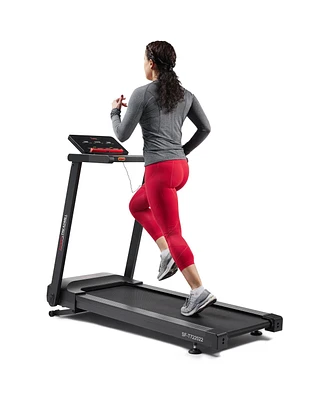 Sunny Health & Fitness Interactive Slim Folding Treadmill with 12-Level Auto Incline, Advanced Brushless Motor & Free SunnyFit App via Bluetooth  