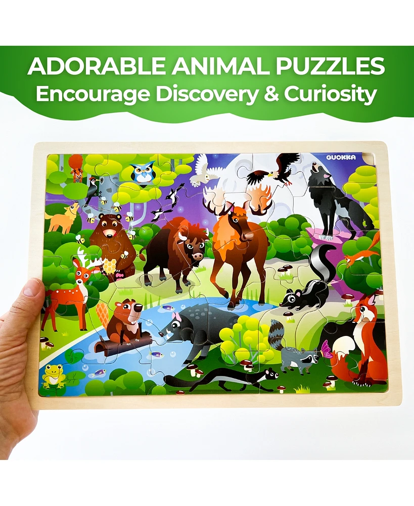 Quokka 4SET 24 Pcs Wooden Puzzles for Kids Ages 4-6