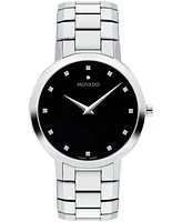 Movado Men's Faceto Swiss Quartz Stainless Steel Diamond Accent Watch 39mm