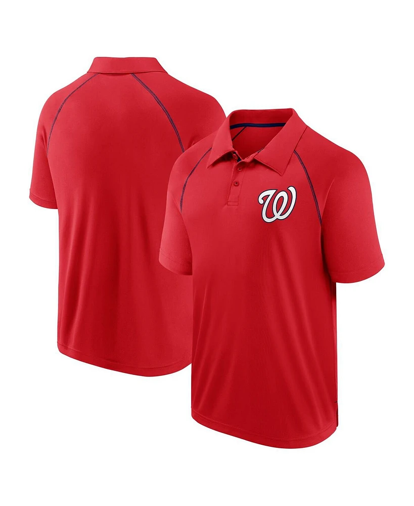 Fanatics Men's Red Washington Nationals Strong Alone Raglan Polo