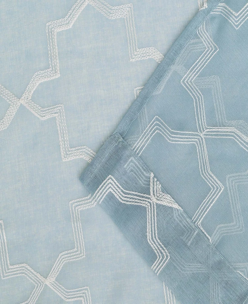 Superior Semi-Sheer Quatrefoil Printed Curtain Panels, Set of 2, 52" x 96"