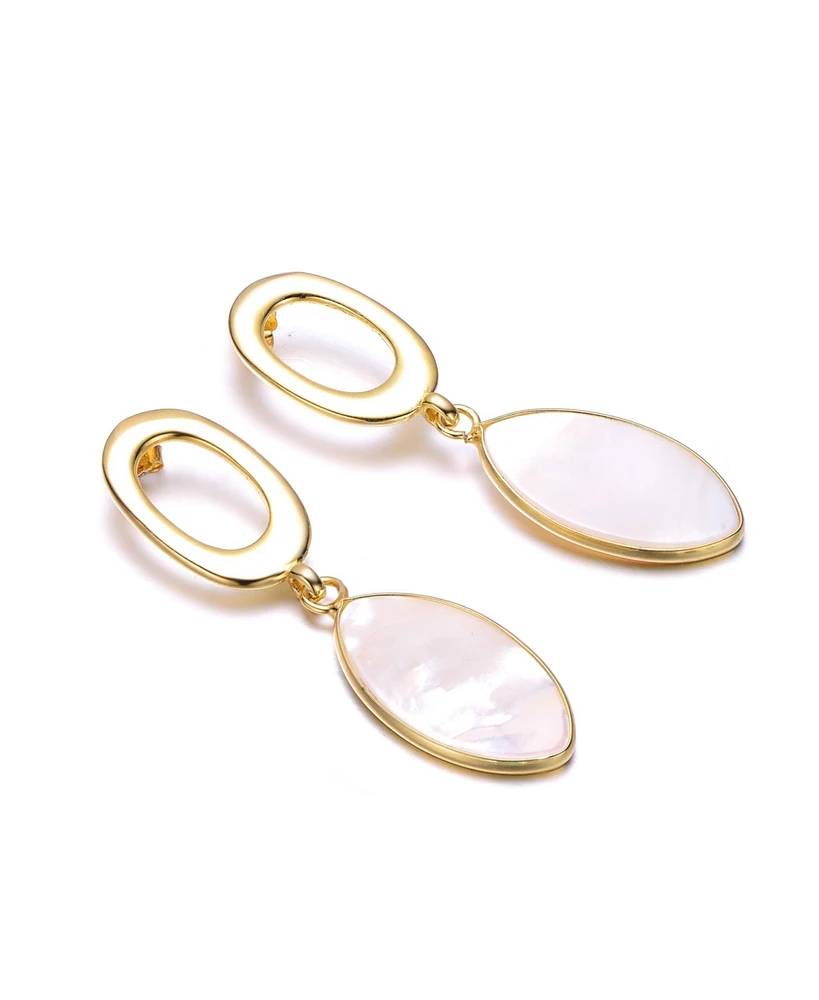 Genevive Sterling Silver with 14K Gold Plated Pearl Drop Earrings