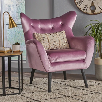 Mid-Century Modern Velvet Wingback Arm Chair