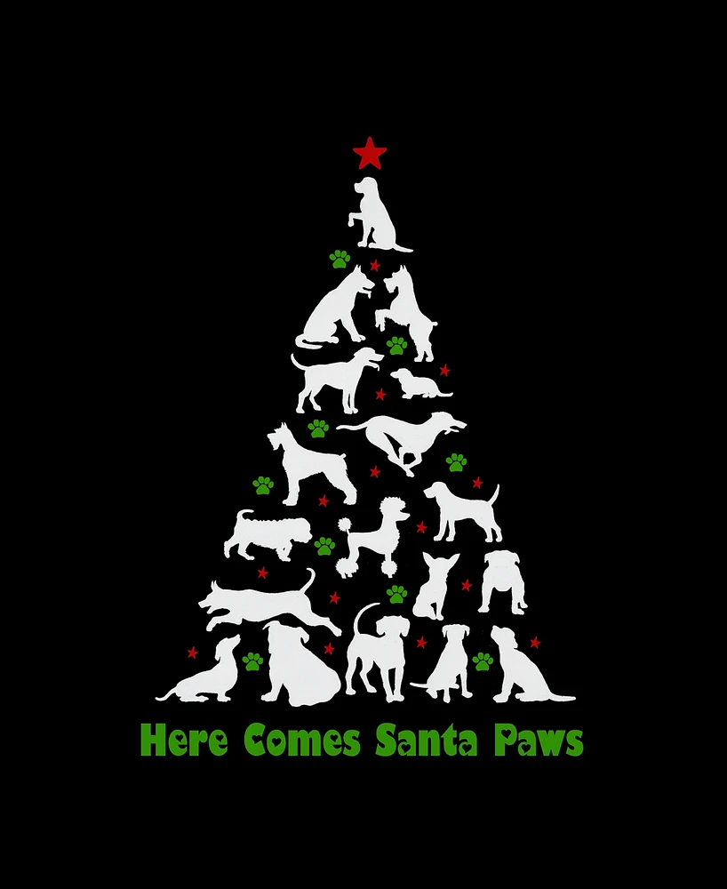 La Pop Art Men's Here Comes Santa Paws Premium Blend Word T-Shirt