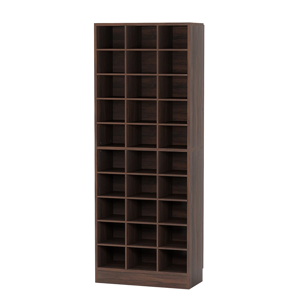 Tribesigns 10-Tier Shoe Storage Cabinet, Gray Wooden Shoe Rack with 30 Cubbies, Freestanding Tall Entryway Shoe Organizer for Closet, Entryway