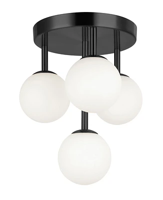 Dainolite 11.75" Metal Megallan 4 Light Matte Black Flush Mount with Glass