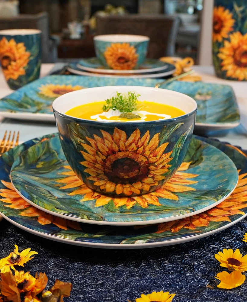 Certified International Golden Sunflowers Set of 4 Salad Plates