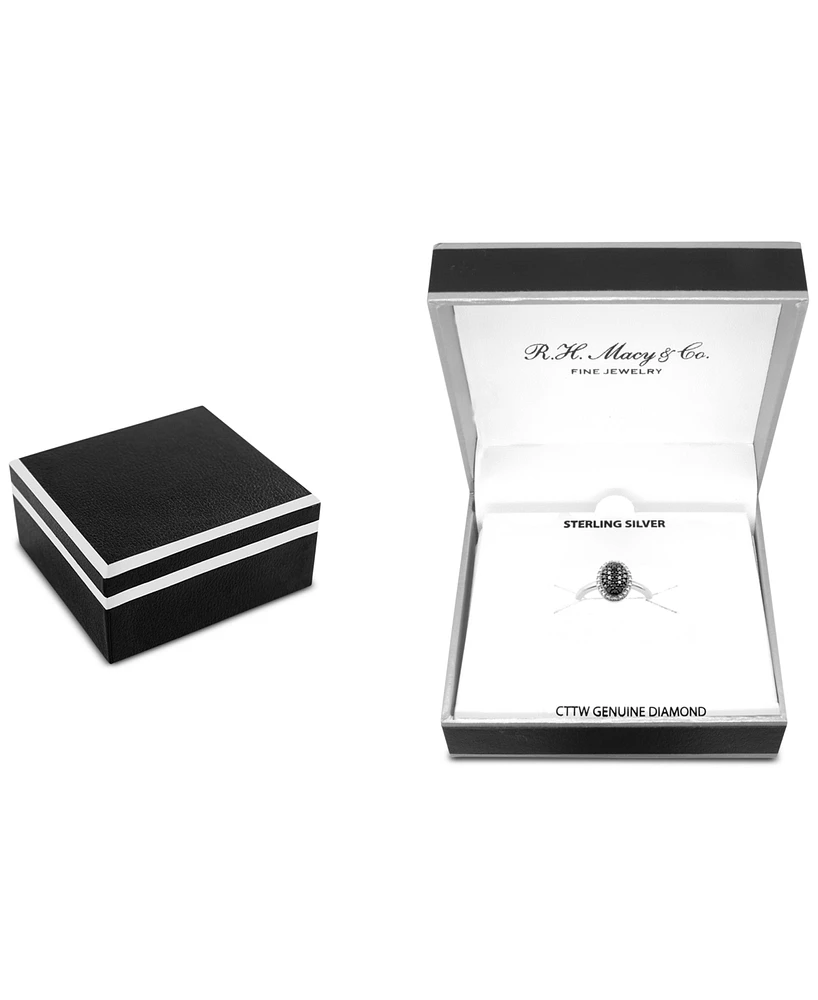 Black Diamond Oval Cluster Ring (1/6 ct. t.w.) Sterling Silver
