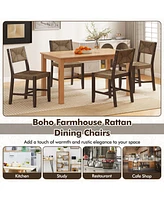 Wooden Dining Chair Set of 2 for Kitchen Dining Room-Brown