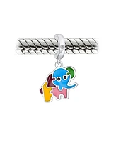 Bling Jewelry Multicolor Good Luck Bambi Elephant Trunk Up Dangle Bead Charm For Sterling Silver Fits European Bracelet