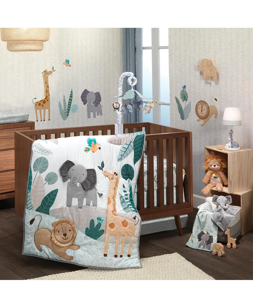 Lambs & Ivy Jungle Friends White/Gray Giraffe Nursery Lamp with Shade & Bulb