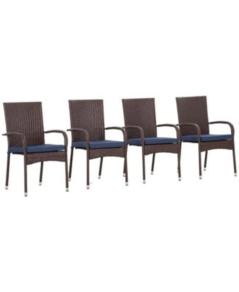 Outsunny Outdoor Dining Chairs W Cushions Patio Dining Chairs Patio Wicker