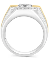 Effy Men's Zircon Octagon Framed Ring (2-1/4 ct. t.w.) in Sterling Silver & 14k Gold-Plate