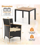 Vebreda 5 Pieces Patio Dining Table Set for 4 with Umbrella Hole